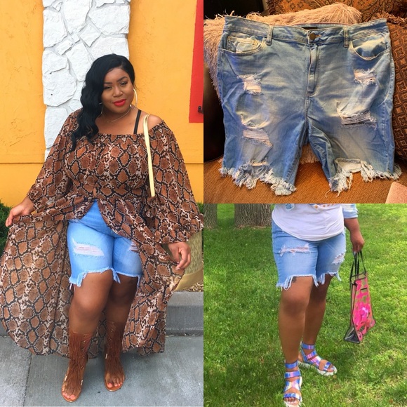 plus size distressed shorts